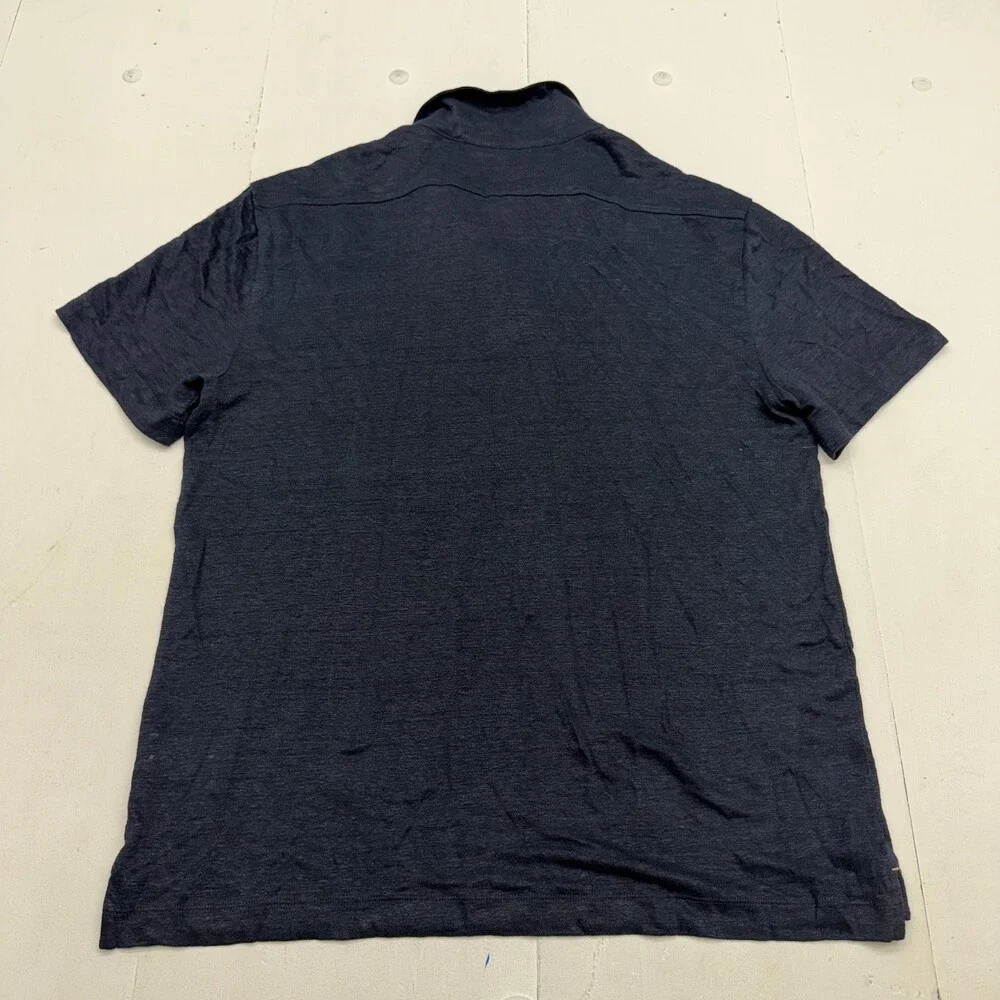 Banana Republic Polo Shirt Mens Large Blue 100% Linen Lightweight Casual Top